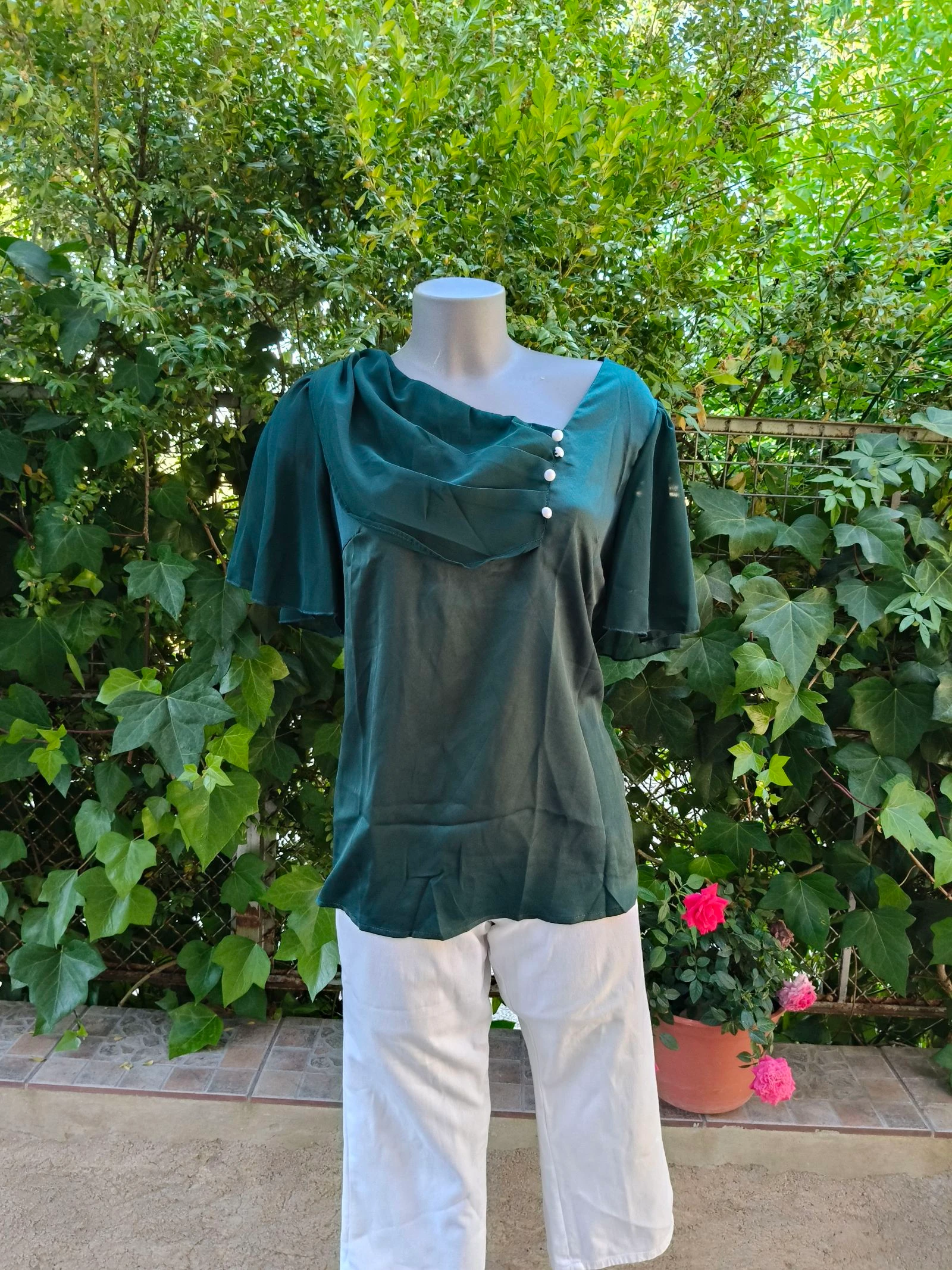 Green button-up blouse – photo 5